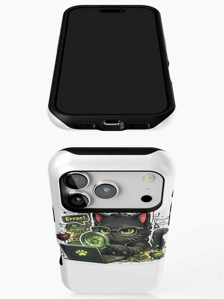 Thumbnail 3 of 4, iPhone Case, Debugging Cat Sticker designed and sold by NexaMintStudio.