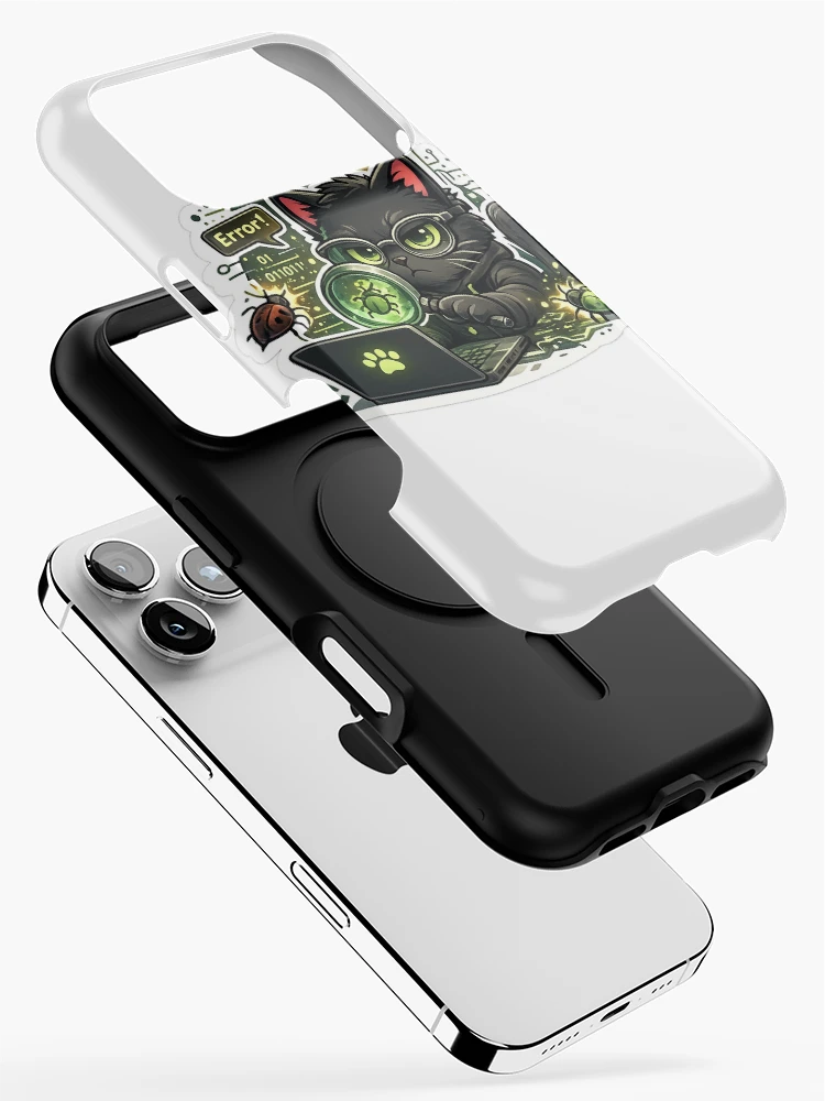 Thumbnail 2 of 4, iPhone Case, Debugging Cat Sticker designed and sold by NexaMintStudio.