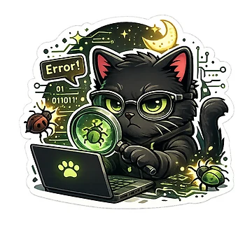 Artwork thumbnail, Debugging Cat Sticker by NexaMintStudio