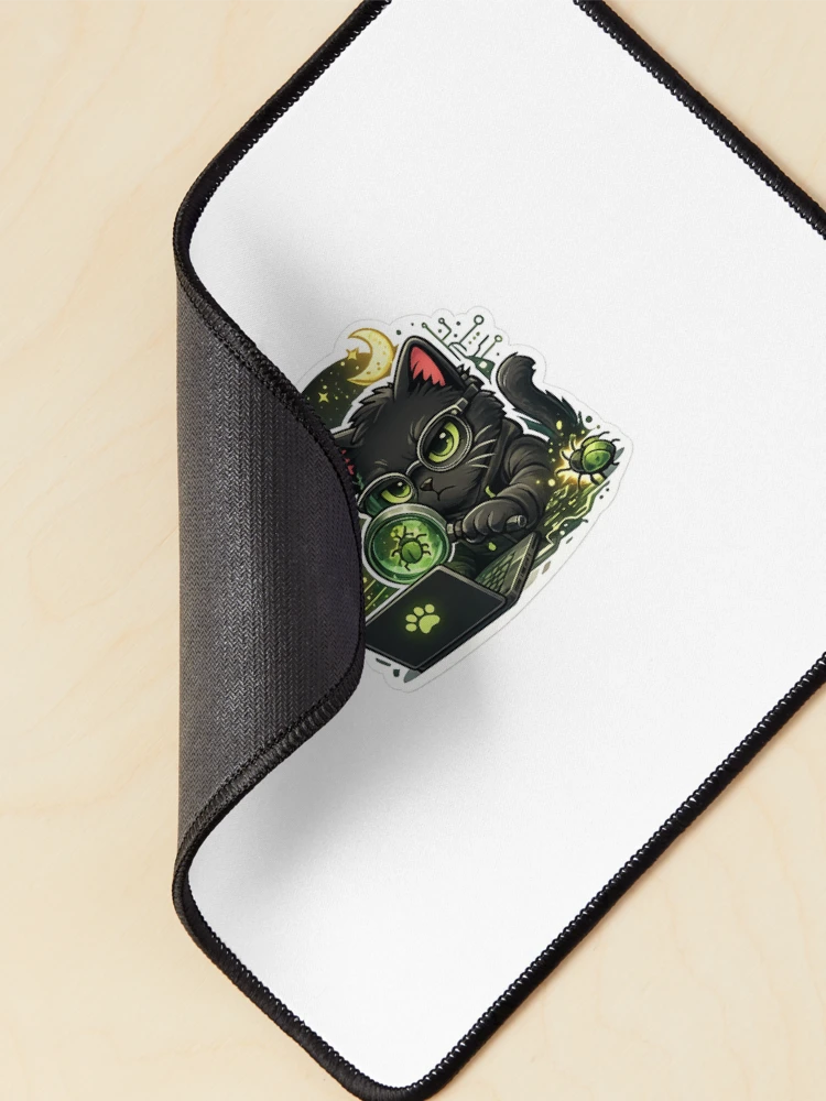 Thumbnail 2 of 5, Mouse Pad, Debugging Cat Sticker designed and sold by NexaMintStudio.