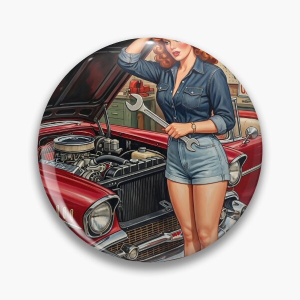 Item preview, Vintage Pin-Up Girl Classic Red Car Garage Art designed and sold by Vincent-68.