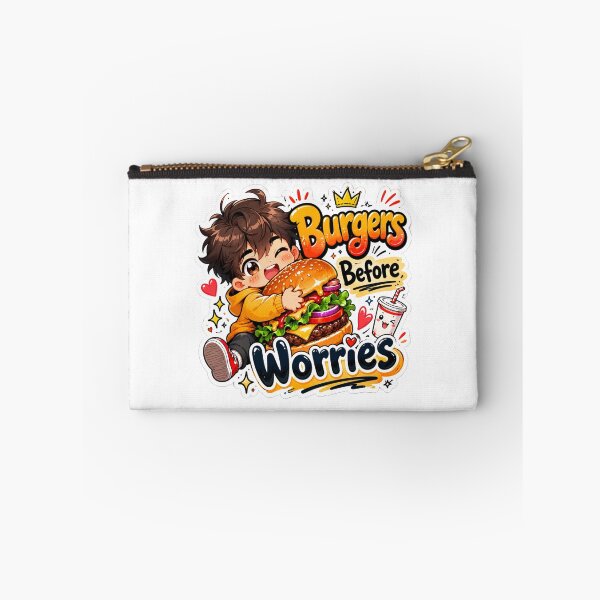 Item preview, Cute Chibi Boy Hugging Giant Burger Sticker – Kawaii Food Lover Cartoon | Burgers Before Worries designed and sold by Sidra digital art 8277237.