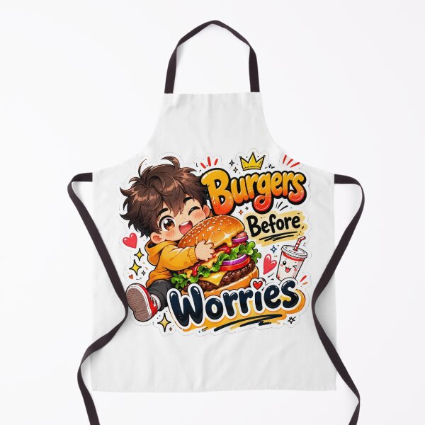 Item preview, Cute Chibi Boy Hugging Giant Burger Sticker – Kawaii Food Lover Cartoon | Burgers Before Worries designed and sold by Sidra digital art 8277237.