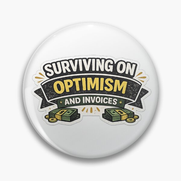 Item preview, Surviving on Optimism and Invoices Funny Entrepreneur Sticker designed and sold by coffeecup_.