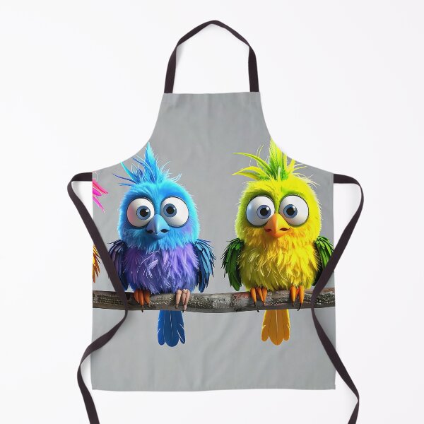 Item preview, Colorful Fluffy Cartoon Birds on a Branch designed and sold by ToxicInkArt.