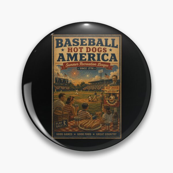 Item preview, America's Pastime Baseball and Hot Dogs Vintage Design designed and sold by TheTrendsDesk.