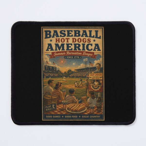 Item preview, America's Pastime Baseball and Hot Dogs Vintage Design designed and sold by TheTrendsDesk.