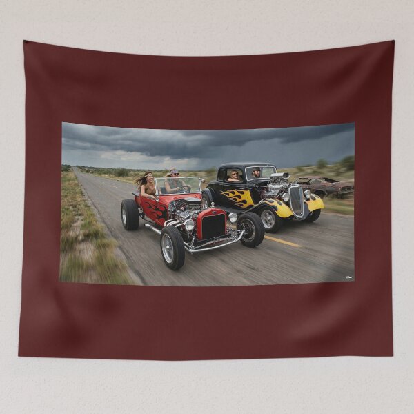 Item preview, TWO HOT RODS ON TEXAS ROAD 1969 designed and sold by VERYOLDROAD BY AXTON BROWNING .