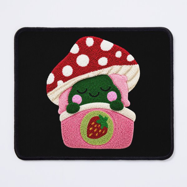 Item preview, Cute Sleeping Frog Strawberry Mushroom Kawaii Tufted Rug Art designed and sold by ColorSplash123.