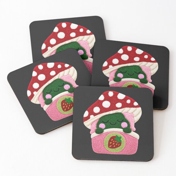 Item preview, Cute Sleeping Frog Strawberry Mushroom Kawaii Tufted Rug Art designed and sold by ColorSplash123.