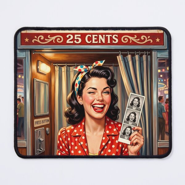 Item preview, Vintage 1950s Pin-Up Girl Photobooth Art Print designed and sold by Vincent-68.