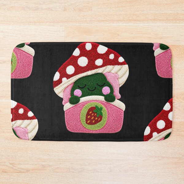 Item preview, Cute Sleeping Frog Strawberry Mushroom Kawaii Tufted Rug Art designed and sold by ColorSplash123.