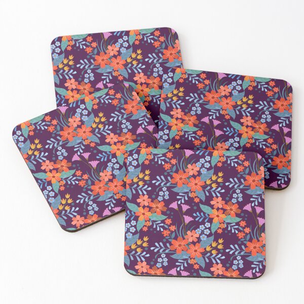 Item preview, Moody Plum Folk Floral Pattern - Deep Eggplant Purple Botanical Art designed and sold by abdallatigle.
