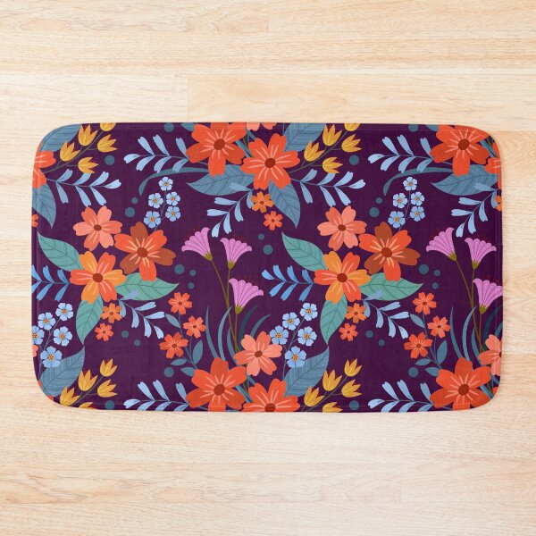 Item preview, Moody Plum Folk Floral Pattern - Deep Eggplant Purple Botanical Art designed and sold by abdallatigle.