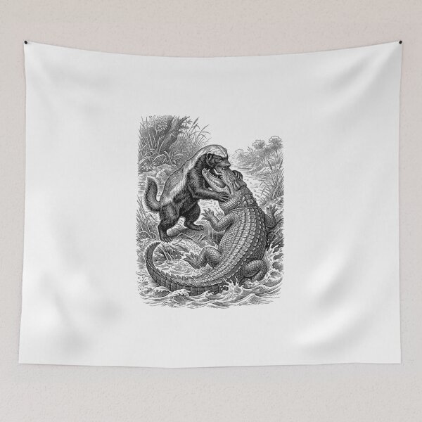 Item preview, Honey Badger vs crocodile designed and sold by krabbaraban.