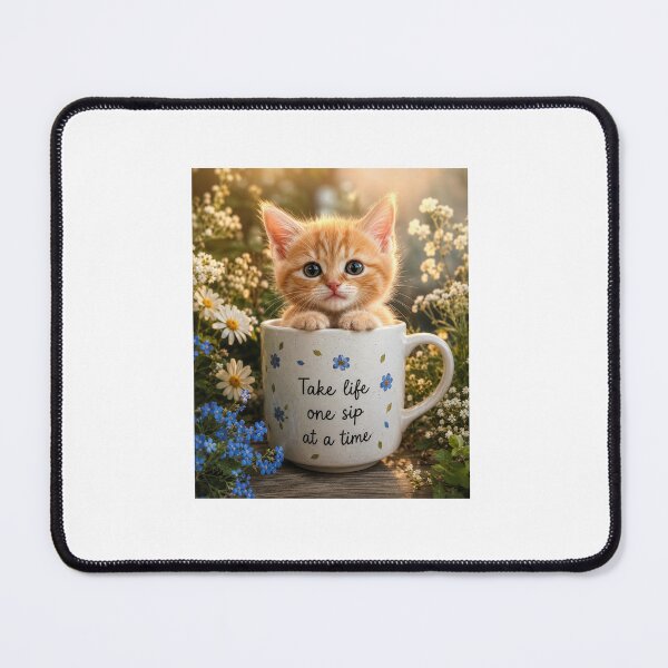Item preview, Cute Ginger Kitten in Floral Coffee Mug designed and sold by mariolasworld.