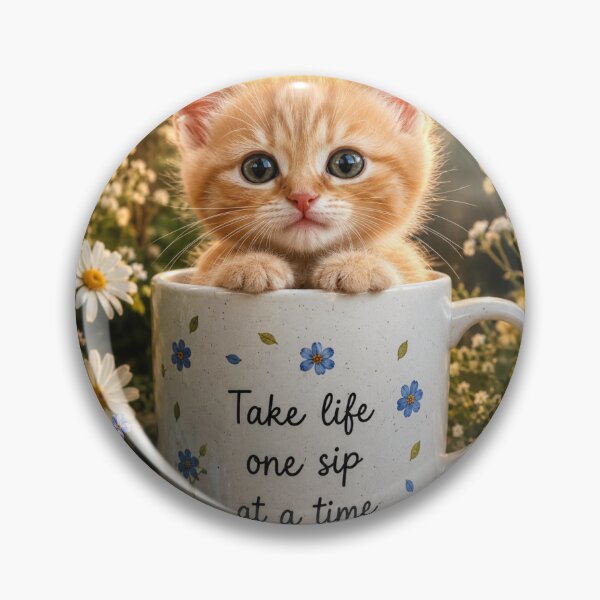 Item preview, Cute Ginger Kitten in Floral Coffee Mug designed and sold by mariolasworld.