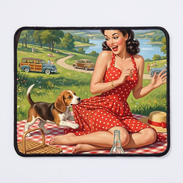 Item preview, 1950s Retro Picnic Pin-Up and Beagle Art Print designed and sold by Vincent-68.