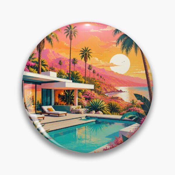 Item preview, Retro California Poolside Aesthetic Art david hockney inspired art designed and sold by AENAcharms.