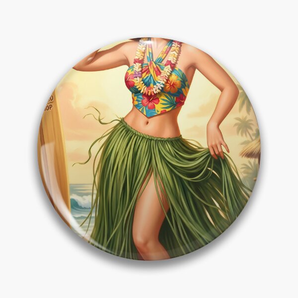 Item preview, Vintage Hawaiian Hula Girl Beach Pin-Up Art designed and sold by Vincent-68.
