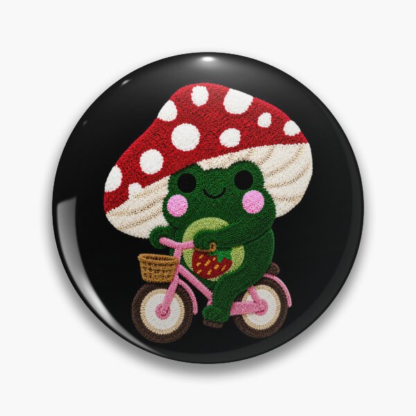 Item preview, Cute Bicycle Frog Strawberry Mushroom Kawaii Tufted Rug Art designed and sold by ColorSplash123.