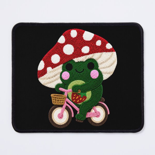 Item preview, Cute Bicycle Frog Strawberry Mushroom Kawaii Tufted Rug Art designed and sold by ColorSplash123.