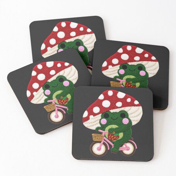 Item preview, Cute Bicycle Frog Strawberry Mushroom Kawaii Tufted Rug Art designed and sold by ColorSplash123.