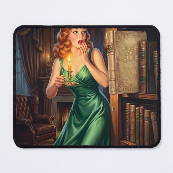 Item preview, Vintage Library Mystery Pin-Up Art Print designed and sold by Vincent-68.