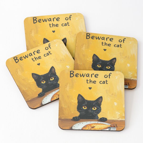 Item preview, Beware of fish thief, little black cat! designed and sold by LiskoDesign.