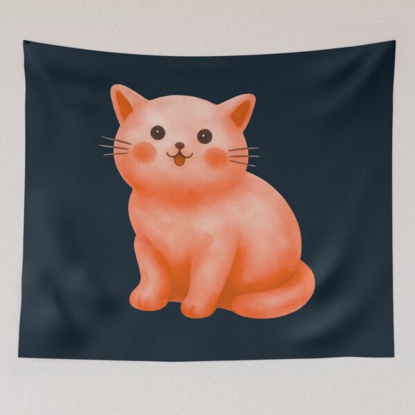 Item preview, Cute Watercolor Cat Illustration | Kawaii Orange Kitty Art | Adorable Pet Design designed and sold by HopeAndHustle.