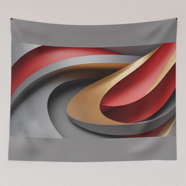 Item preview, Abstract Red Gold Curved Ribbon Luxury Modern Artistic Background Design designed and sold by iiwart.
