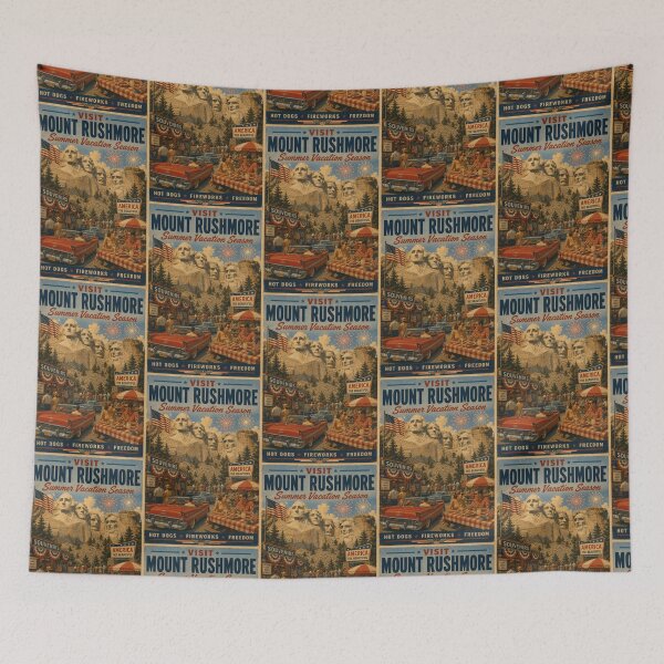 Item preview, Visit Mount Rushmore Summer Vacation Season Vintage Travel Poster designed and sold by TheTrendsDesk.