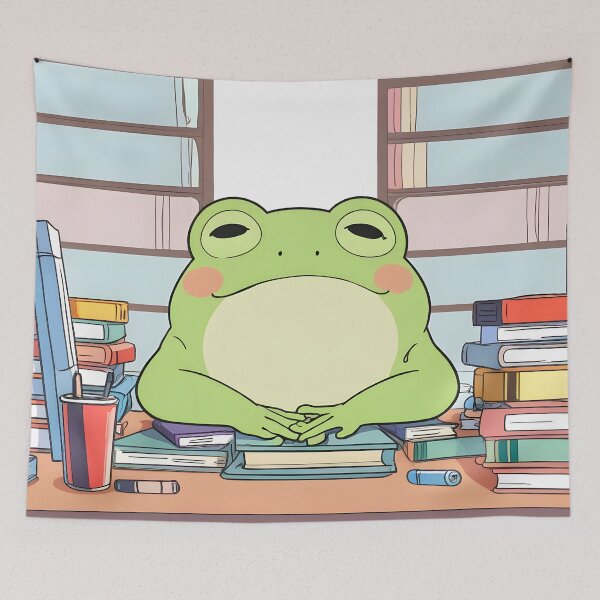 Item preview, Overstudying Frog — Stressed Student Kawaii Sticker designed and sold by tommysworks.