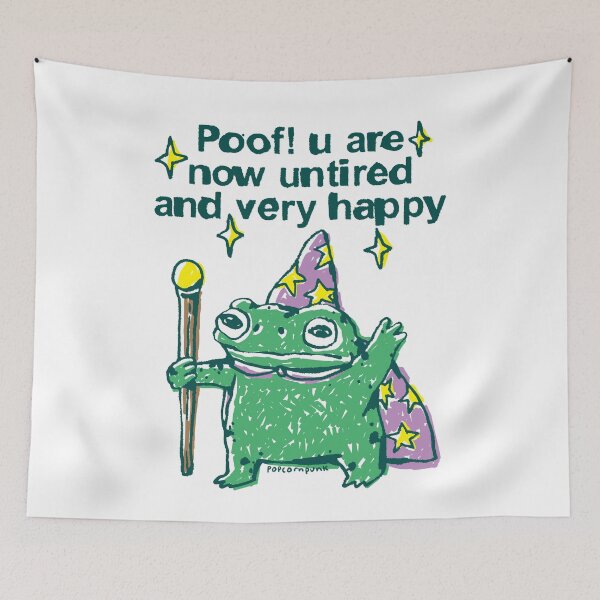 Item preview, Poof! You are now untired and very happy wizard frog designed and sold by PopcornpunkART.
