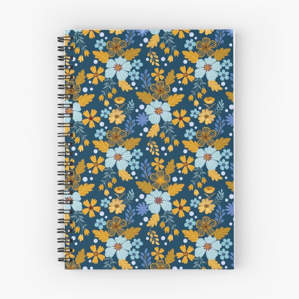 Item preview, Vintage Navy and Mustard Floral Pattern - Deep Blue Folk Botanical Art designed and sold by abdallatigle.