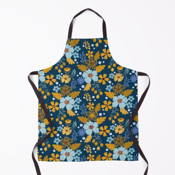 Item preview, Vintage Navy and Mustard Floral Pattern - Deep Blue Folk Botanical Art designed and sold by abdallatigle.