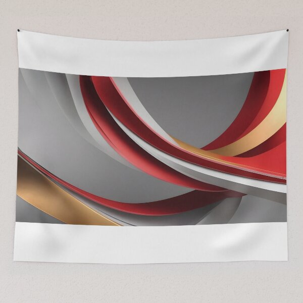 Item preview, Abstract Red Gold White Flowing Curves Luxury Modern Background designed and sold by iiwart.