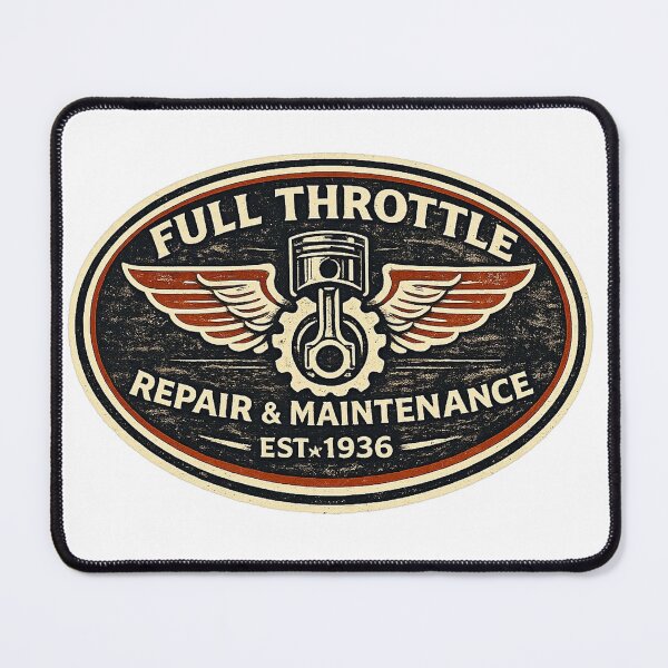 Item preview, Full Throttle Garage Vintage Shirt — Mechanic Motor Repair Retro Badge Tee designed and sold by UrbanPrintVibes.