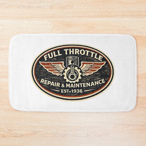 Item preview, Full Throttle Garage Vintage Shirt — Mechanic Motor Repair Retro Badge Tee designed and sold by UrbanPrintVibes.