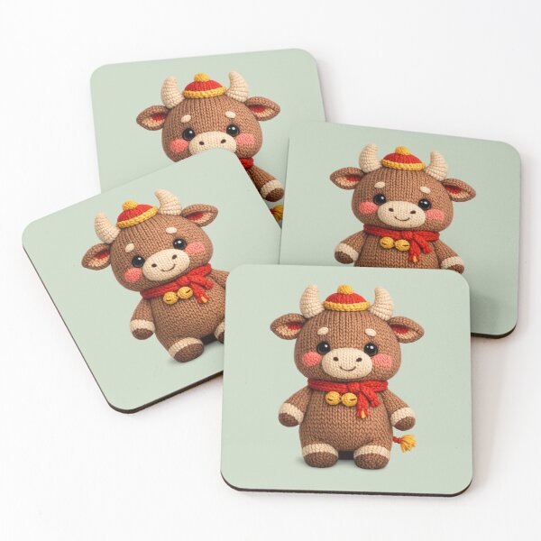 Item preview, Cute Knitted Year Of The Ox | Kawaii 3D Chinese New Year Zodiac Art designed and sold by Moons Studio.