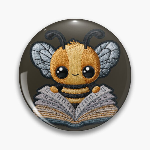 Item preview, Bookworm Bee Embroidery Patch designed and sold by MegaNovaArt.