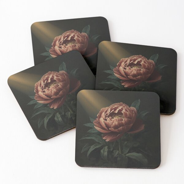 Item preview, Moody Peony Botanical Oil Painting Fine Art Print designed and sold by Pink-Blossoms.