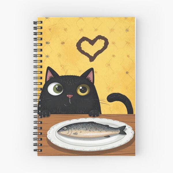 Item preview, Beware the fish thief, black cat, comic style designed and sold by LiskoDesign.