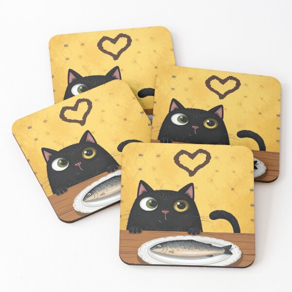 Item preview, Beware the fish thief, black cat, comic style designed and sold by LiskoDesign.