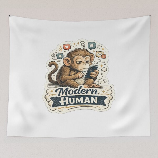 Item preview, Modern Human Retro Cartoon Monkey designed and sold by Bhinfy.