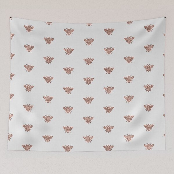 Item preview, Rustic Farmhouse Textured Ornate Flying Honey Bees In Terracotta On Ivory designed and sold by EliveraDesigns.