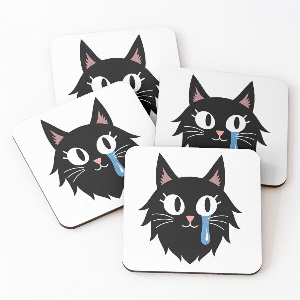 Item preview, Black kitty with tears - funny emoticon designed and sold by Prints by Mat.
