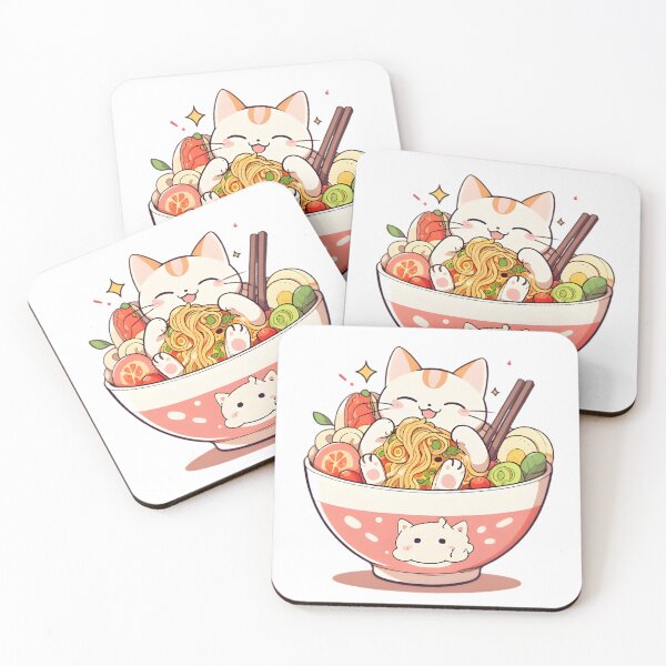 Item preview, Cat in Ramen Bowl — Cozy Kawaii Neko Sticker designed and sold by tommysworks.