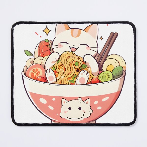 Item preview, Cat in Ramen Bowl — Cozy Kawaii Neko Sticker designed and sold by tommysworks.