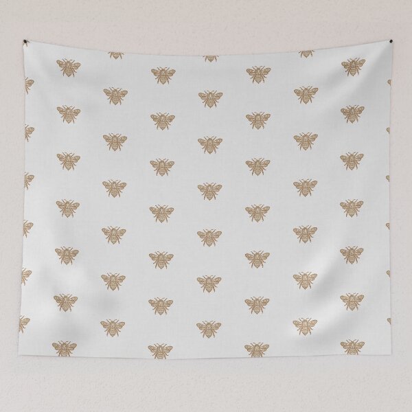 Item preview, Rustic Farmhouse Textured Ornate Flying Honey Bees In Rust Yellow On Cream designed and sold by EliveraDesigns.